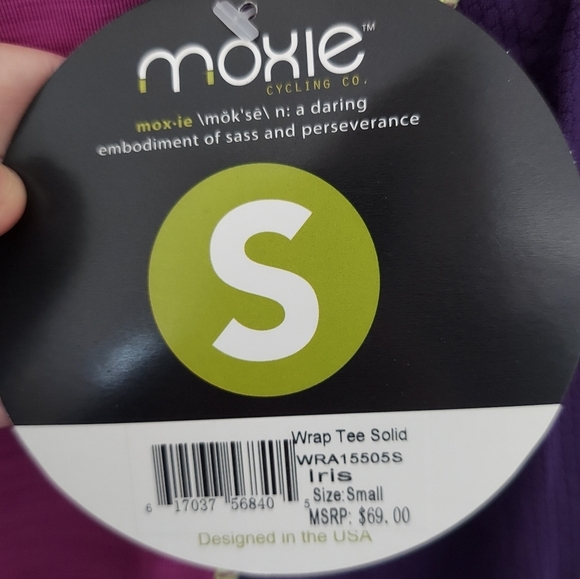 Moxie Cycling Wrap Tee Iris Small NWT - Picture 3 of 8